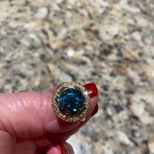 14k Vintage Aquamarine & Diamond Ring